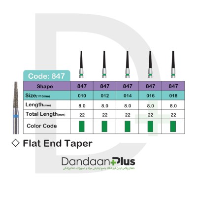 فرز الماسه تراش 5عددی - Lusterdent - Flat End Taper 847