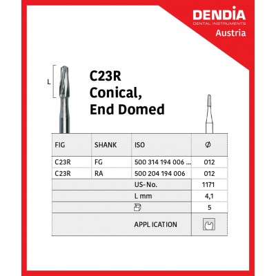 فرز کارباید - Dendia - Fissure Burs End Domed C23R